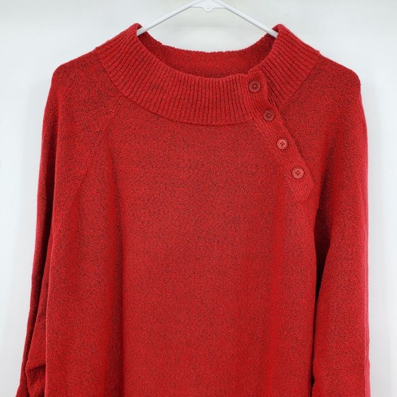 Talbots Plus Red Long Sleeved Women's Tunic Button Neck Sweater 3X - Picture 5 of 10